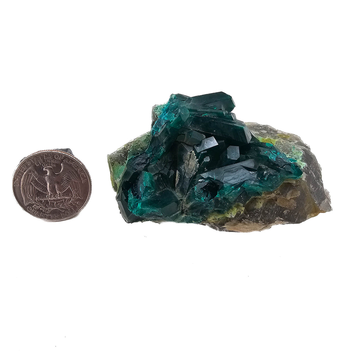 Dioptase mineral specimen.