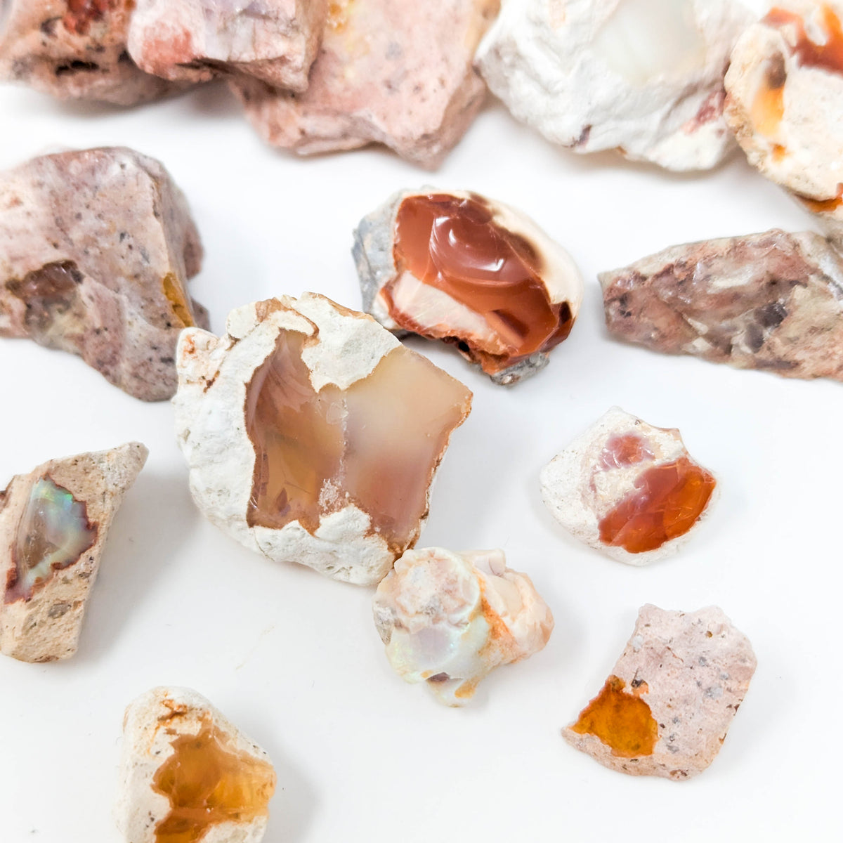 Fire Opal on Matrix specimen from Mexico.
