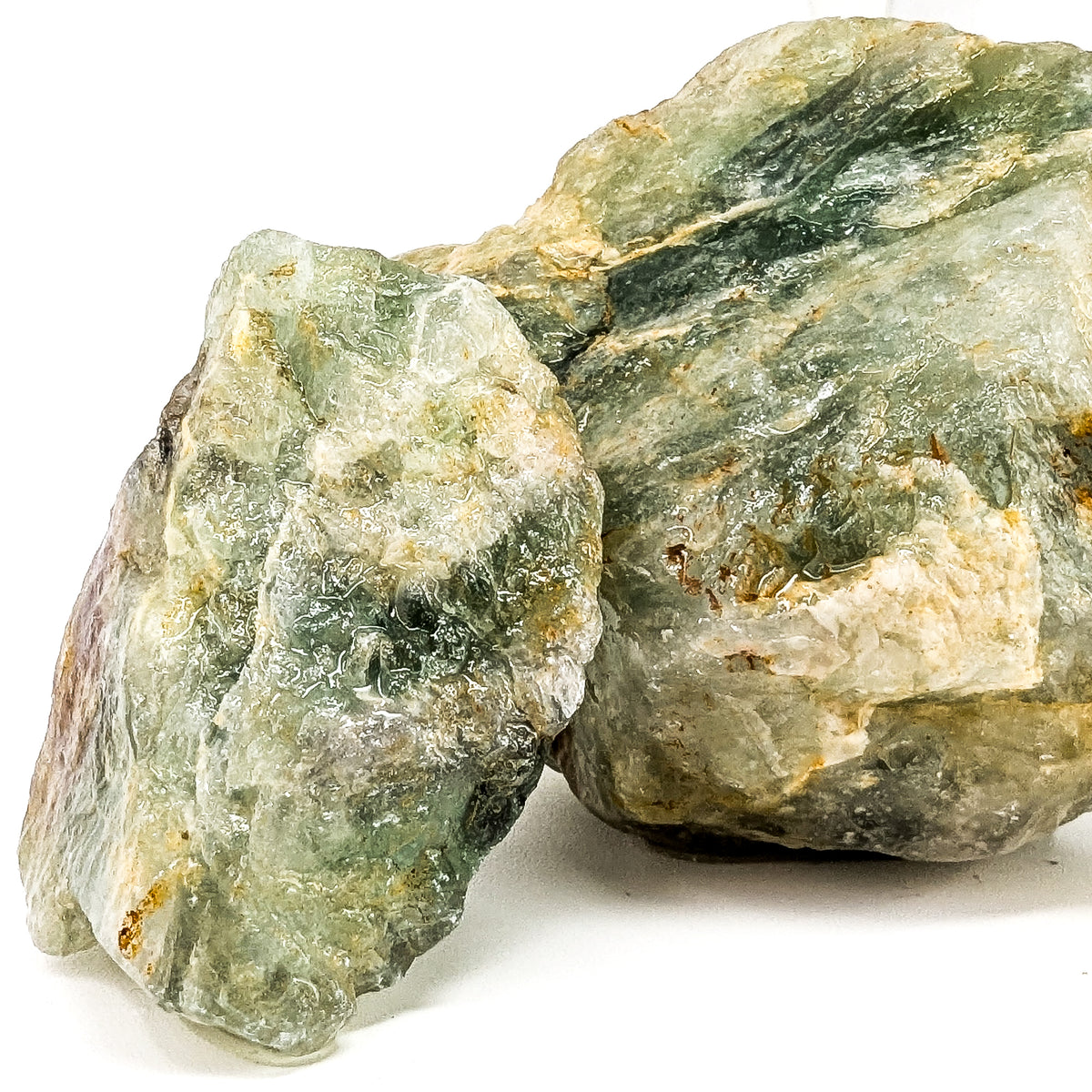 Fluorite rough from Kelowna, BC – two large green pieces