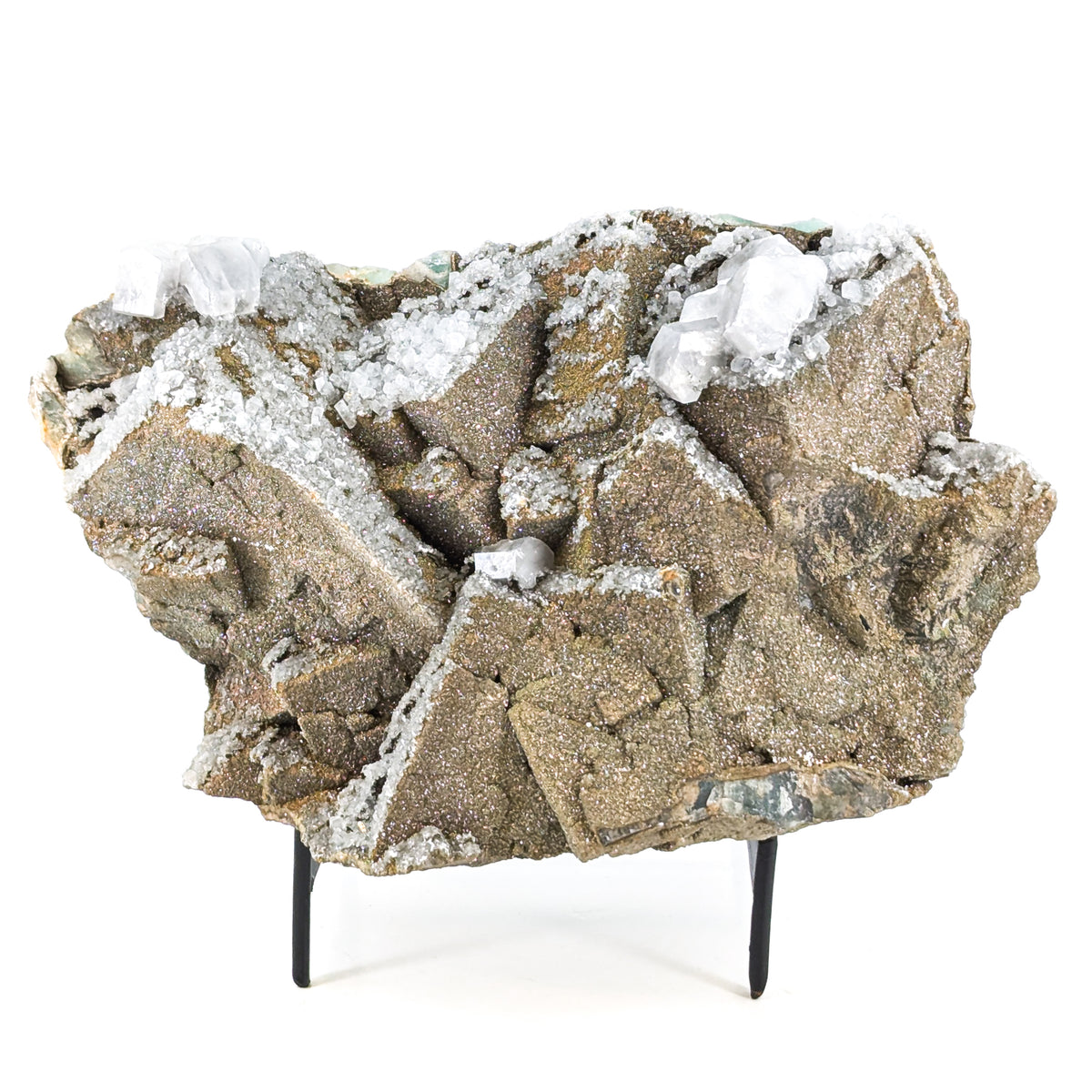 Fluorite with Pyrite and Aragonite specimen, most likely from Sidi Ayad, Boulemane, Morocco.
