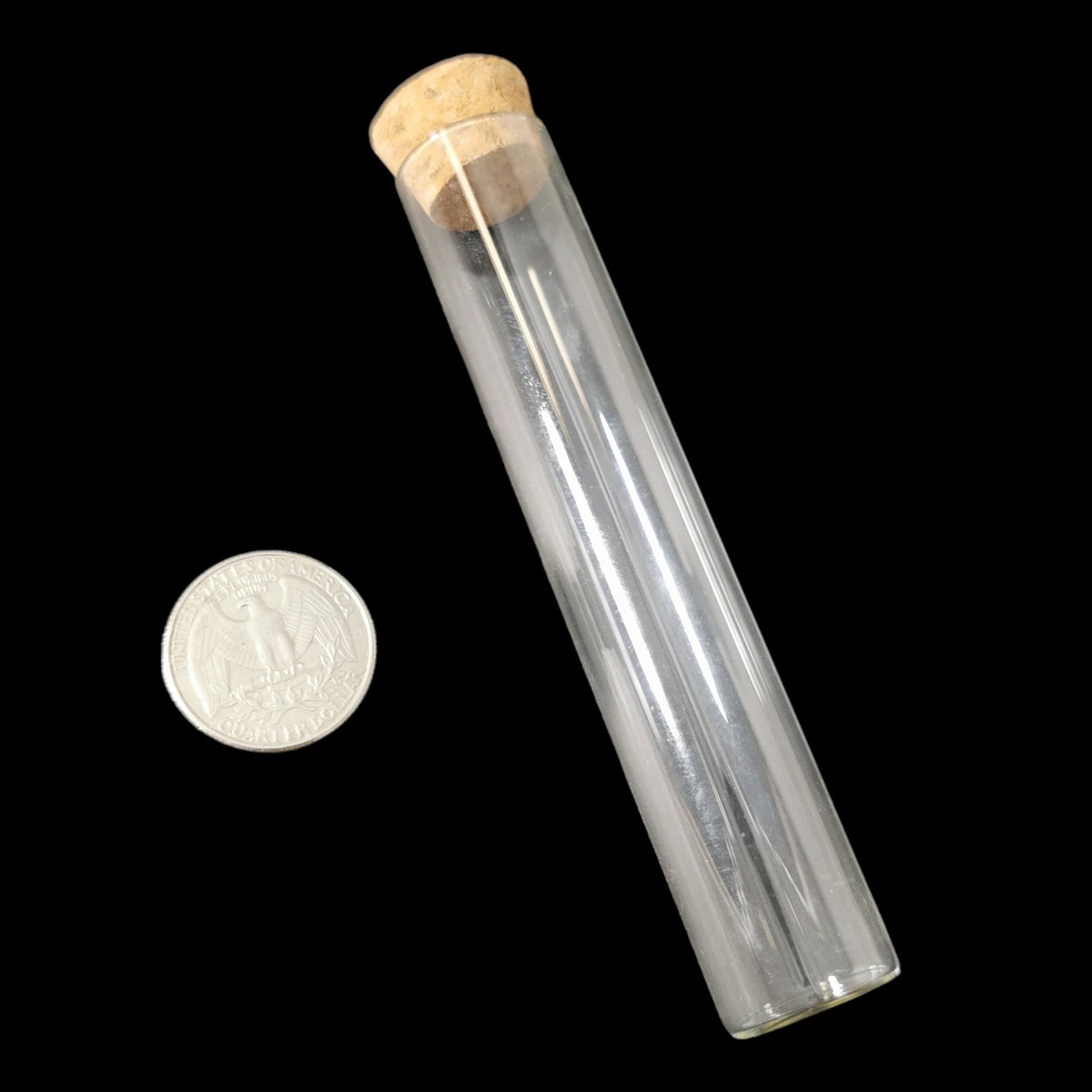 Glass Vial With Cork display, made of glass and cork.