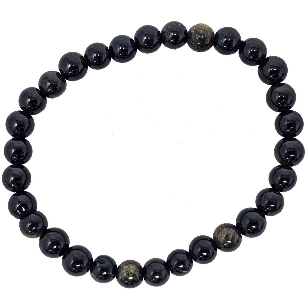 Gold Sheen Obsidian round bead bracelet.