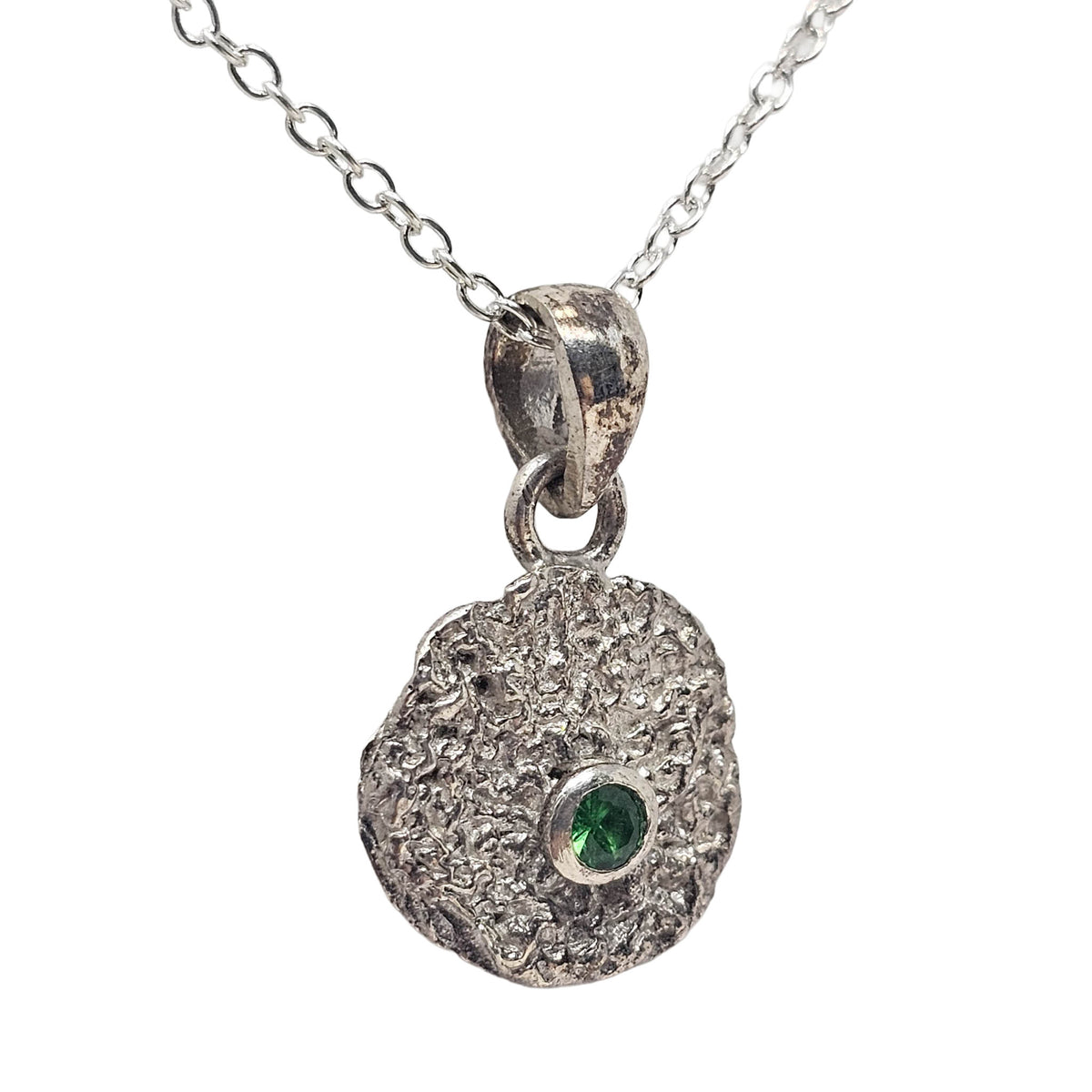 Goopies - Pendant - Tsavorite (green) - Tanzania - Blue Sapphire - Sri Lanka - Sterling Silver - Broken Ox Creations - BC, Canada 