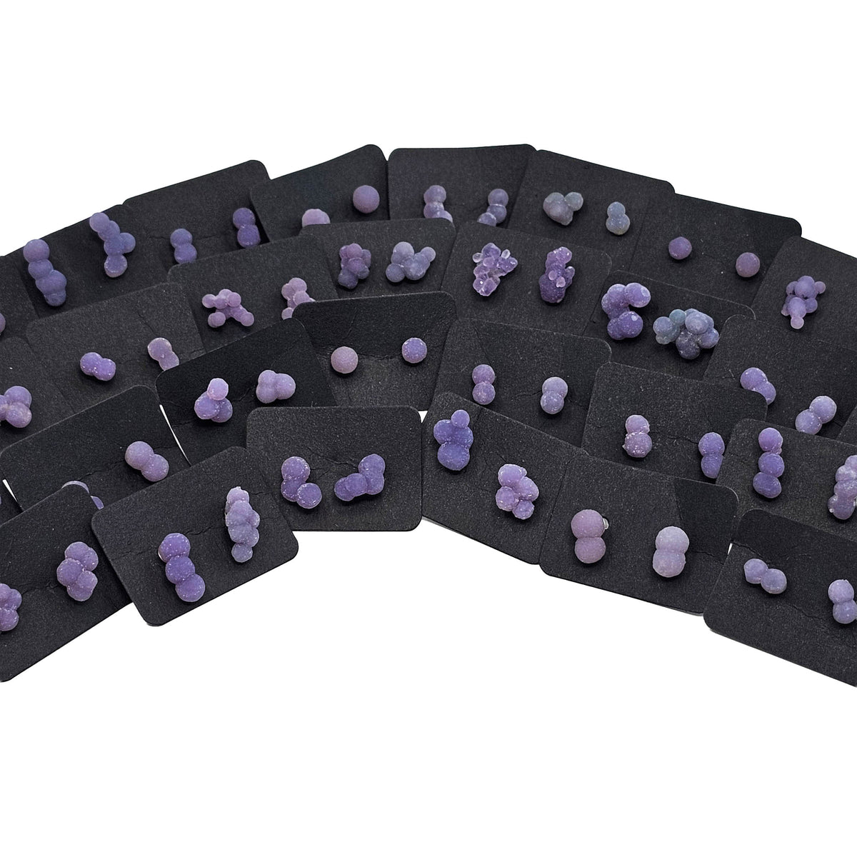 Grape Agate - Stud Earring - Indonesia - Sterling Silver - Third Eye and Crown chakras