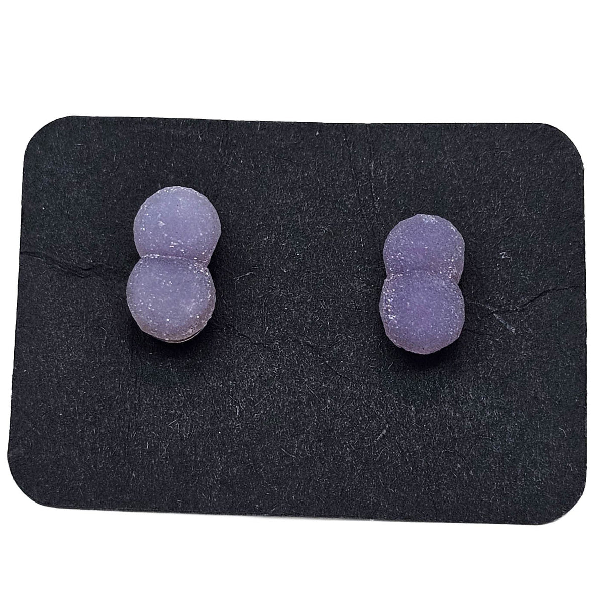 Grape agate stud earring from Indonesia – two ball pair on a card