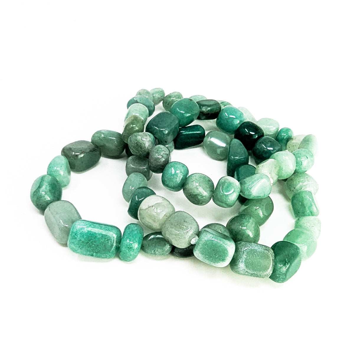 Green aventurine tumbled bead bracelet – three bracelets