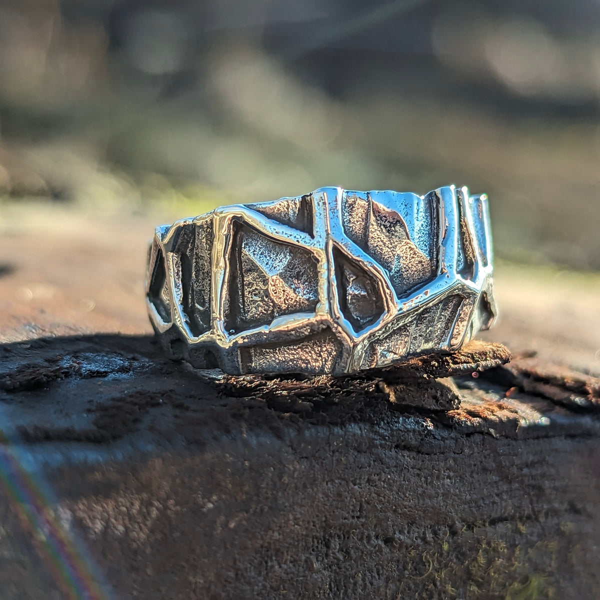 Hachiman organic ring in sterling silver.