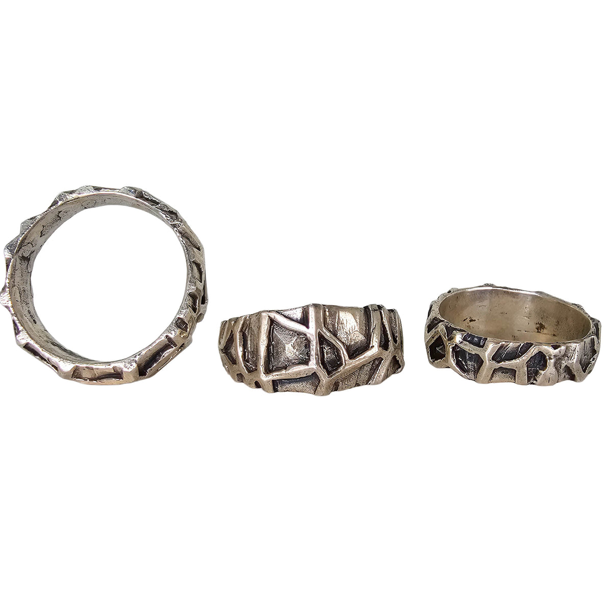 Hachiman organic ring in sterling silver.