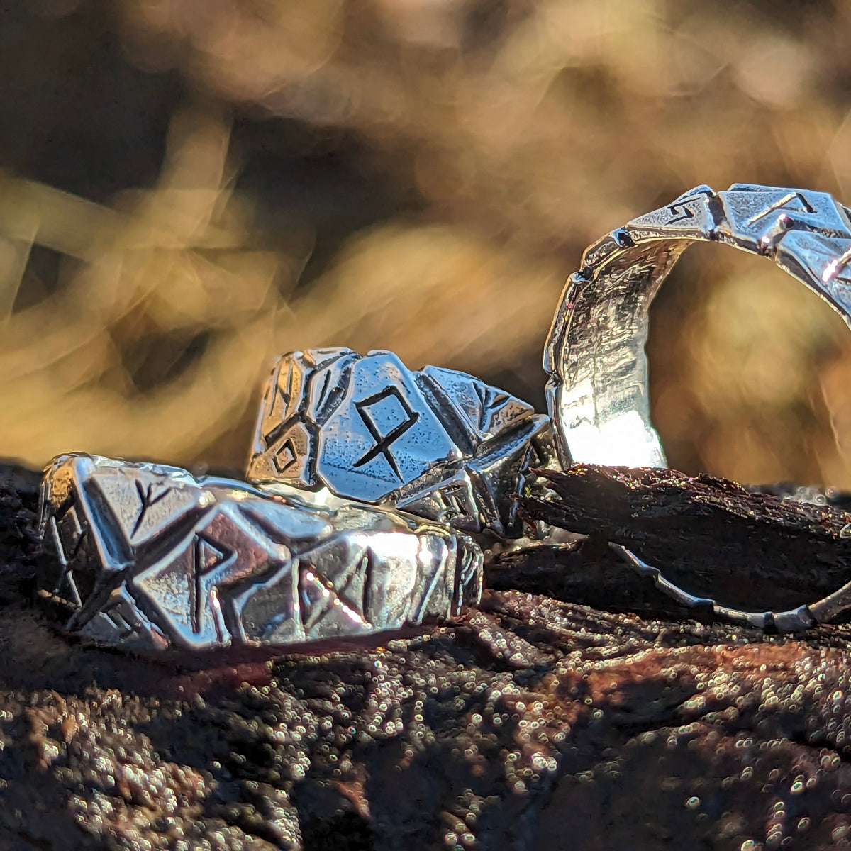 Heimdall organic ring in sterling silver (oxidized).