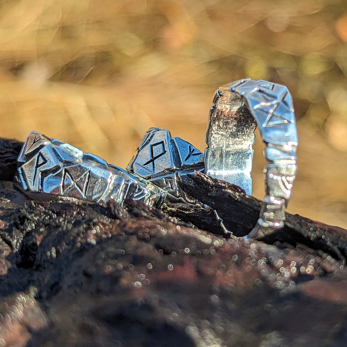 Heimdall organic ring in sterling silver (oxidized).