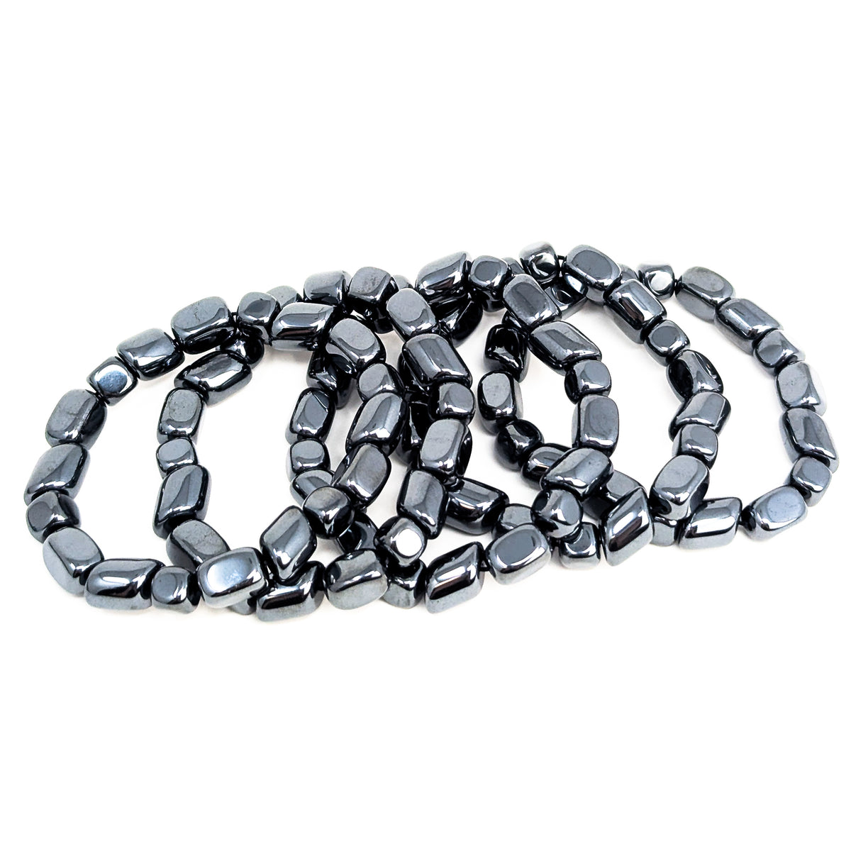 Hematite tumbled bead bracelet – row of bracelets