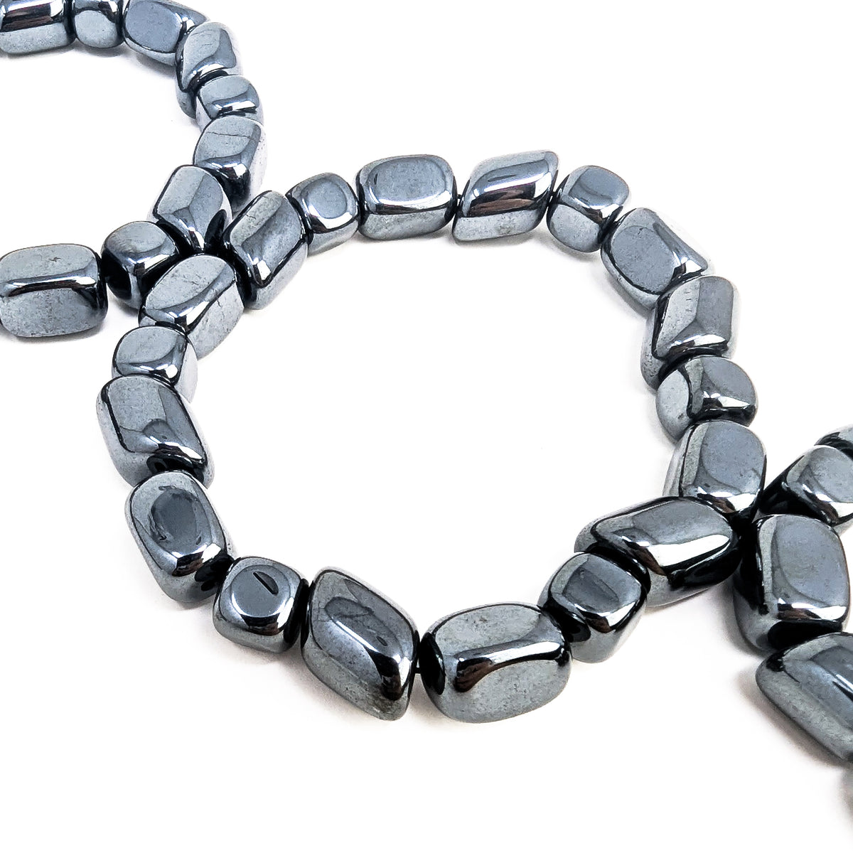 Hematite tumbled bead bracelet – bracelets, close view
