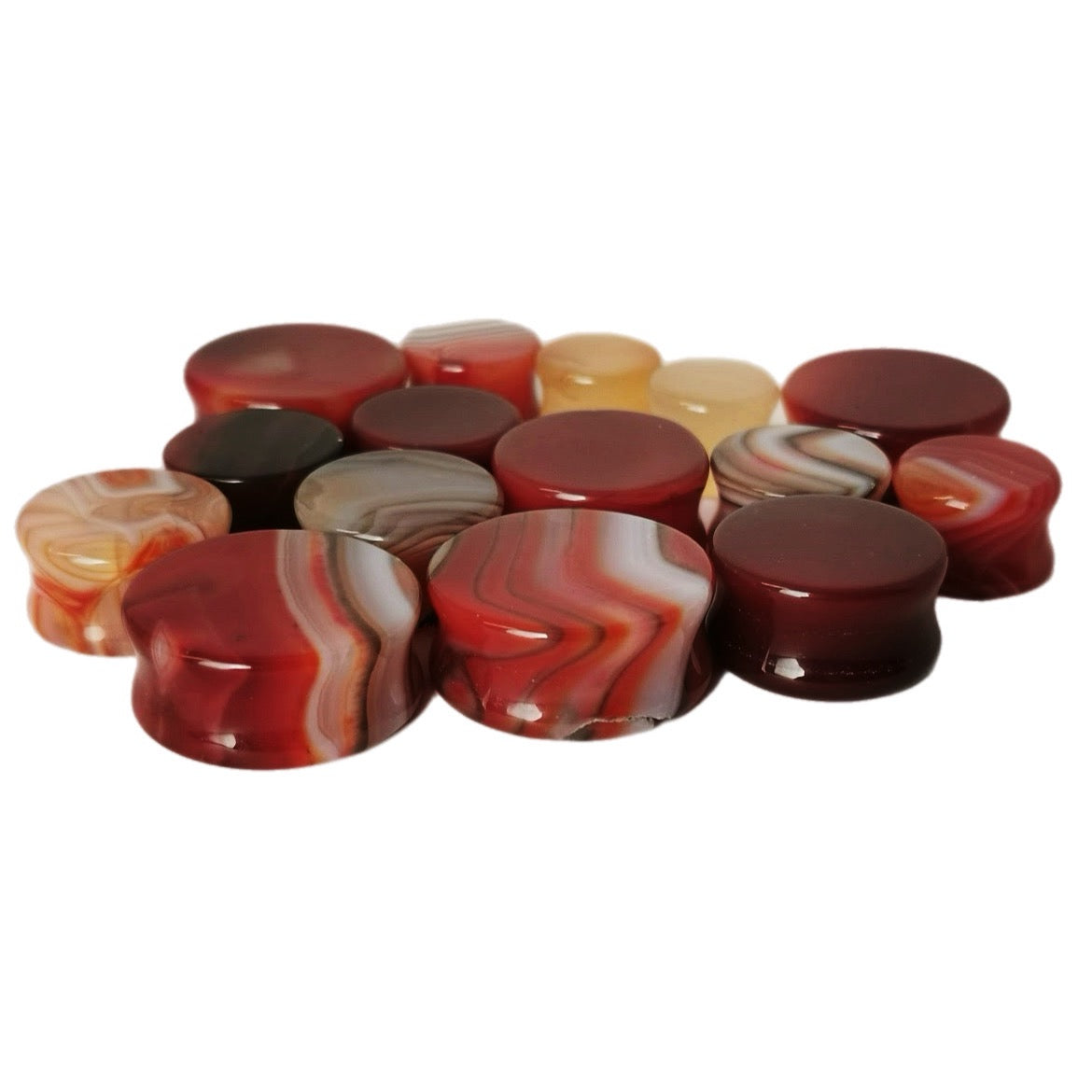 Carnelian plug earring – row of plugs