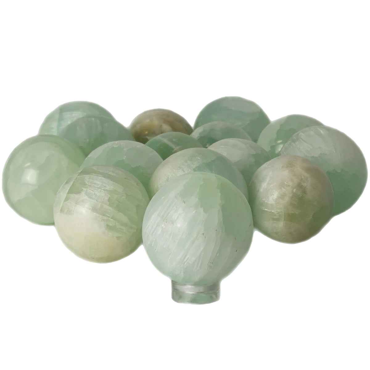Pistachio Calcite mini sphere, calcium carbonate.