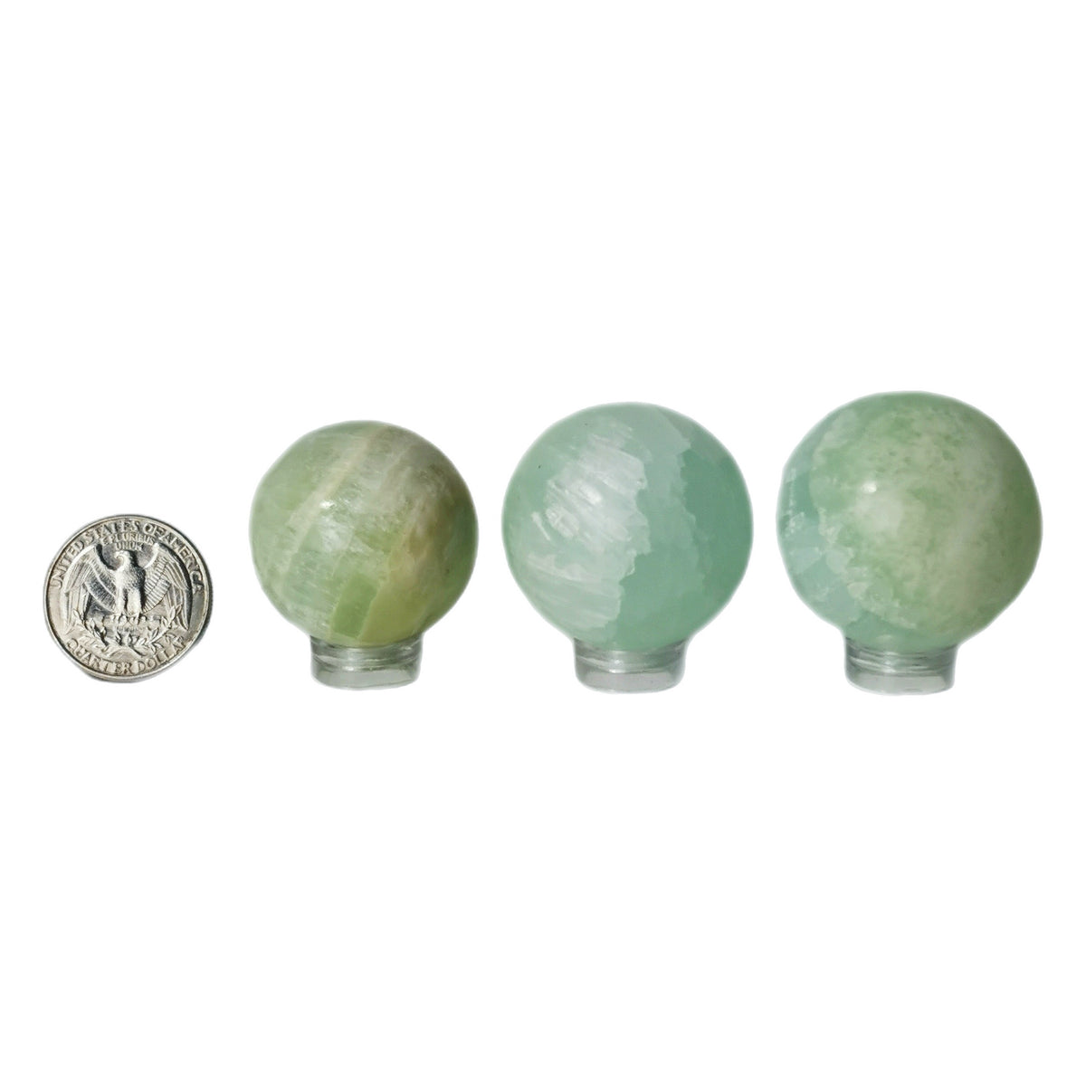 Pistachio Calcite mini sphere, calcium carbonate.