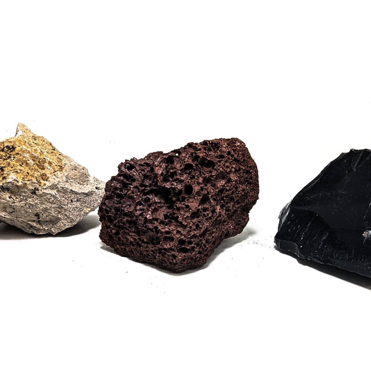 Igneous rock education set – scoria and obsidian