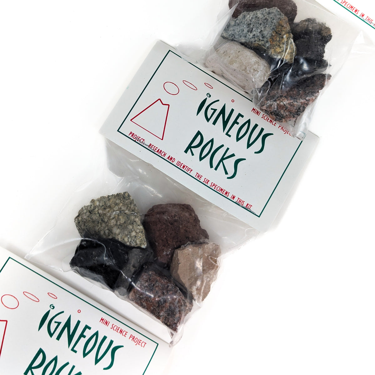 Igneous rock education set – bags stacked