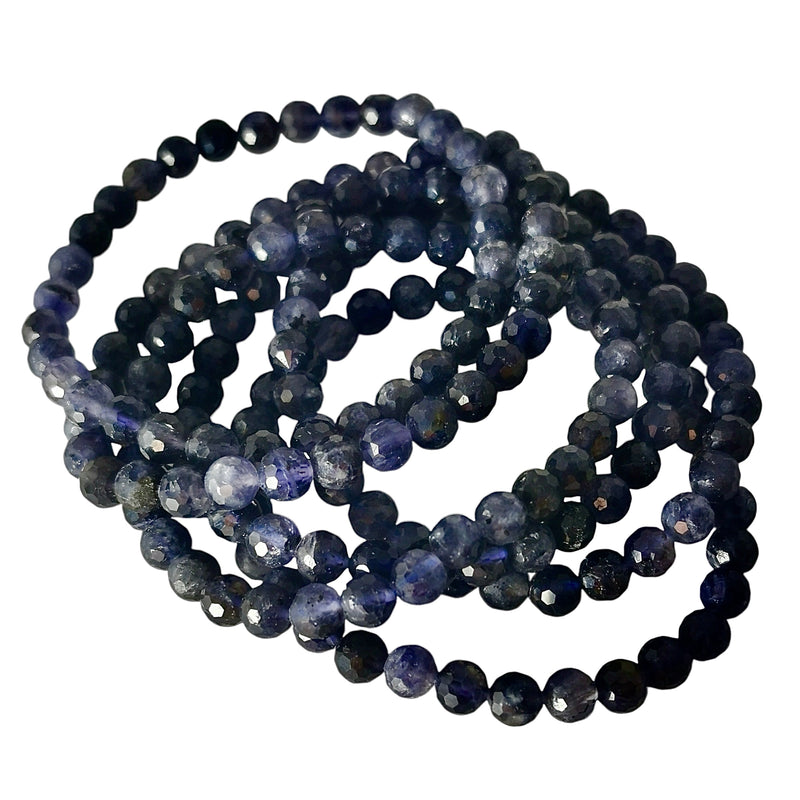 Iolite - Faceted Round Bead Bracelet