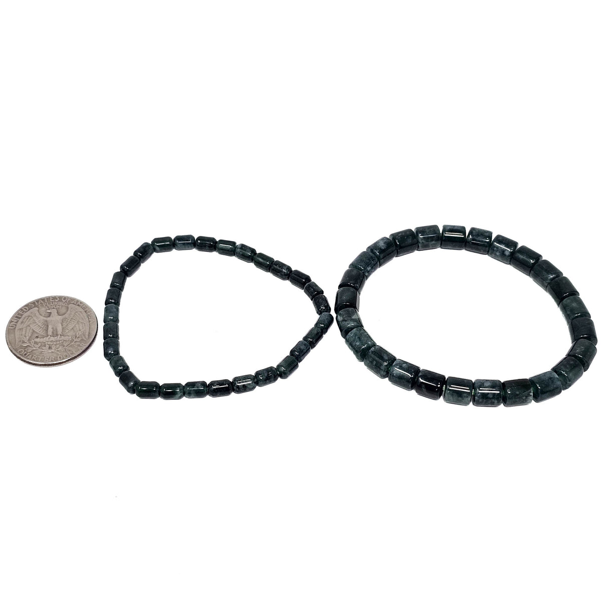 Jadeite barrel bead bracelet.