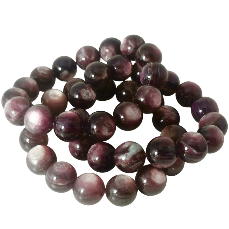 Lepidolite Mica - Round Bead Bracelet