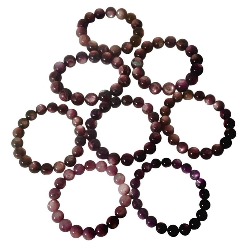 Lepidolite Mica - Round Bead Bracelet