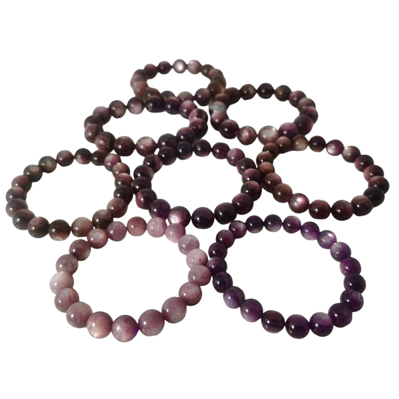 Lepidolite Mica - Round Bead Bracelet