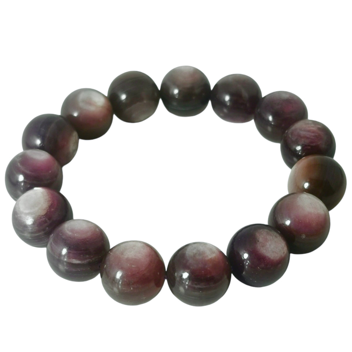 Lepidolite bead bracelet – large beads, close view