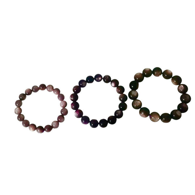 Lepidolite Mica - Round Bead Bracelet