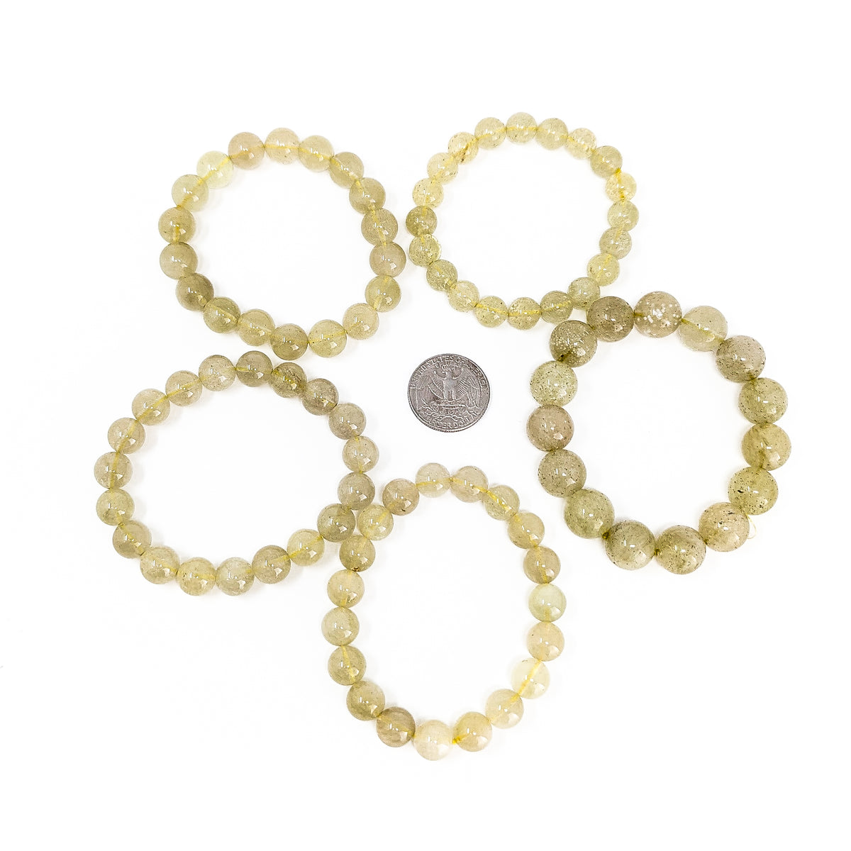 Libyan Desert Glass bead bracelet from Egypt – ring of bracelets with a coin