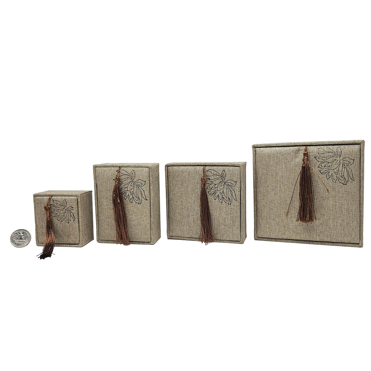 Linen Jewelry Box with Tassle - China