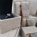 Linen Jewelry Box with Tassle - China
