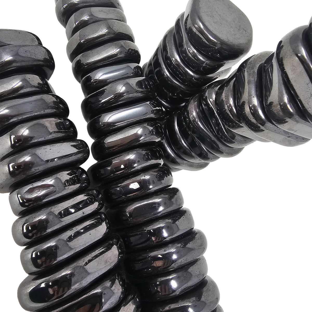 Magnetic hematite flat tumble – long stacks of stones