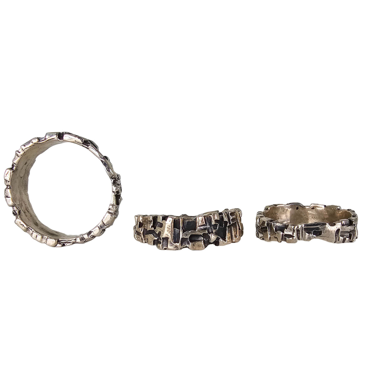 Mangala organic ring in sterling silver (oxidized).