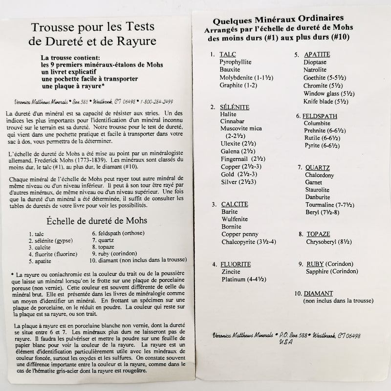 Mineral Hardness Test (French)