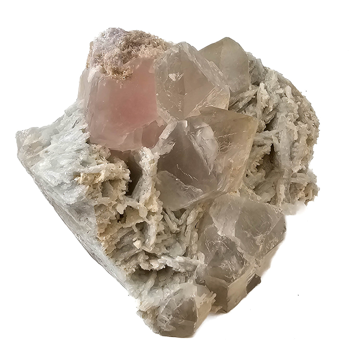 Morganite and Quartz on Albite specimen.