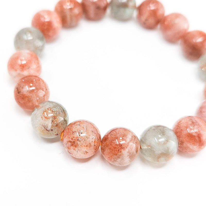 Multicoloured Specular Sunstone - Round Bead Bracelet