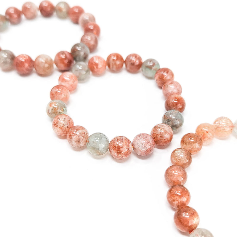Multicoloured Specular Sunstone - Round Bead Bracelet