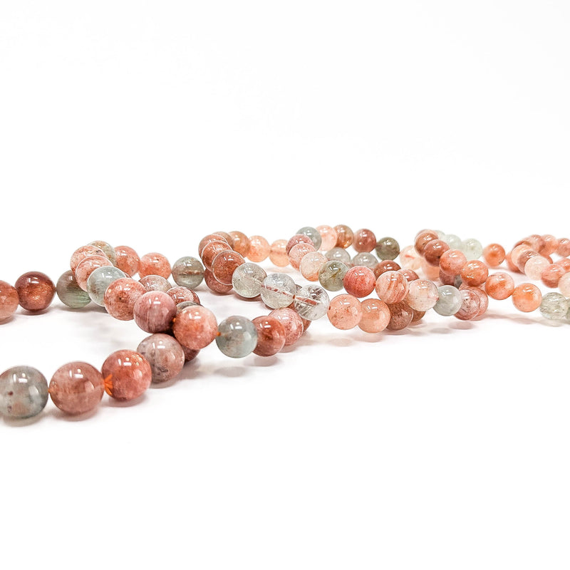 Multicoloured Specular Sunstone - Round Bead Bracelet