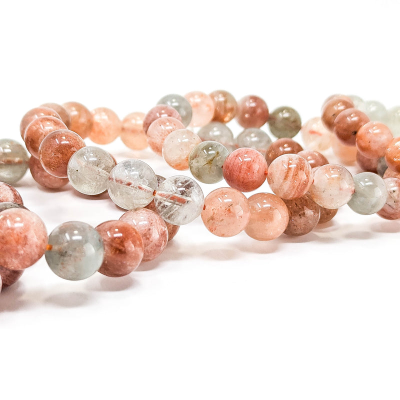 Multicoloured Specular Sunstone - Round Bead Bracelet