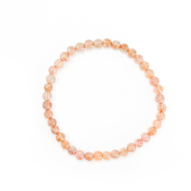 Multicoloured Specular Sunstone - Round Bead Bracelet