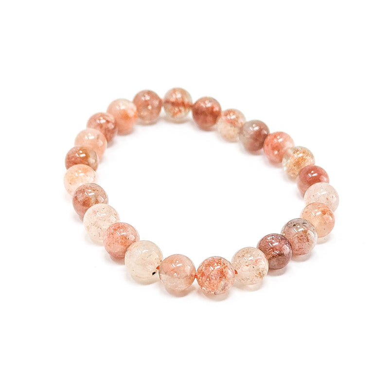 Multicoloured Specular Sunstone - Round Bead Bracelet