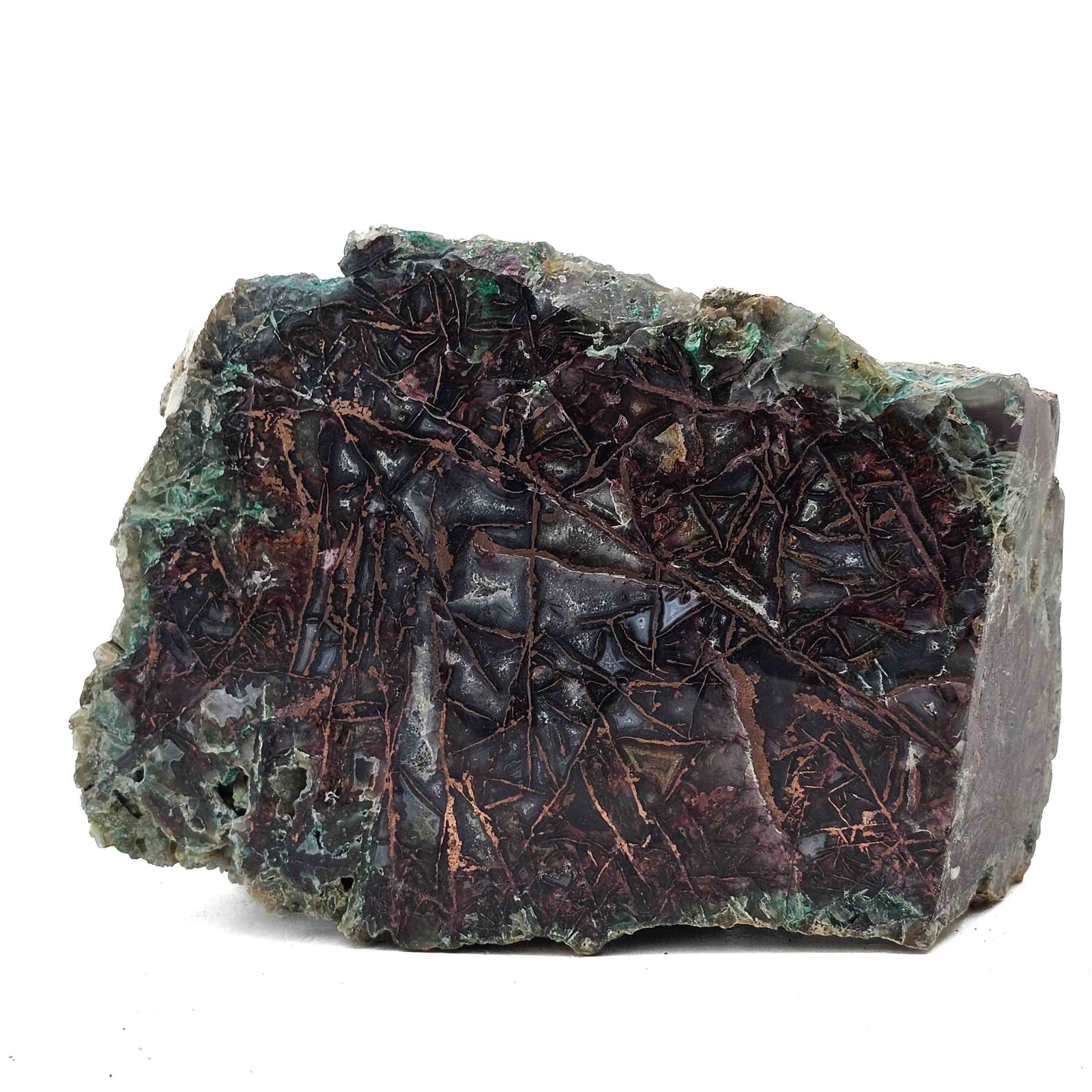 Native Copper in Chrysocolla - Polished Cut Face