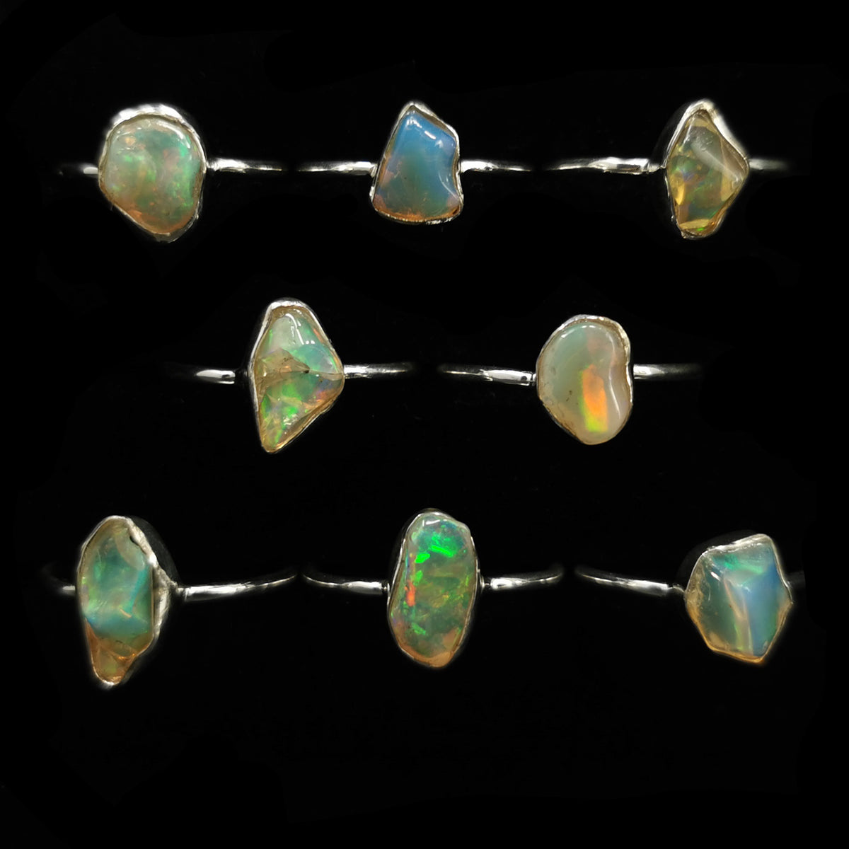 Opal Freeform ring (narrow) in sterling silver with Ethiopian Opal.