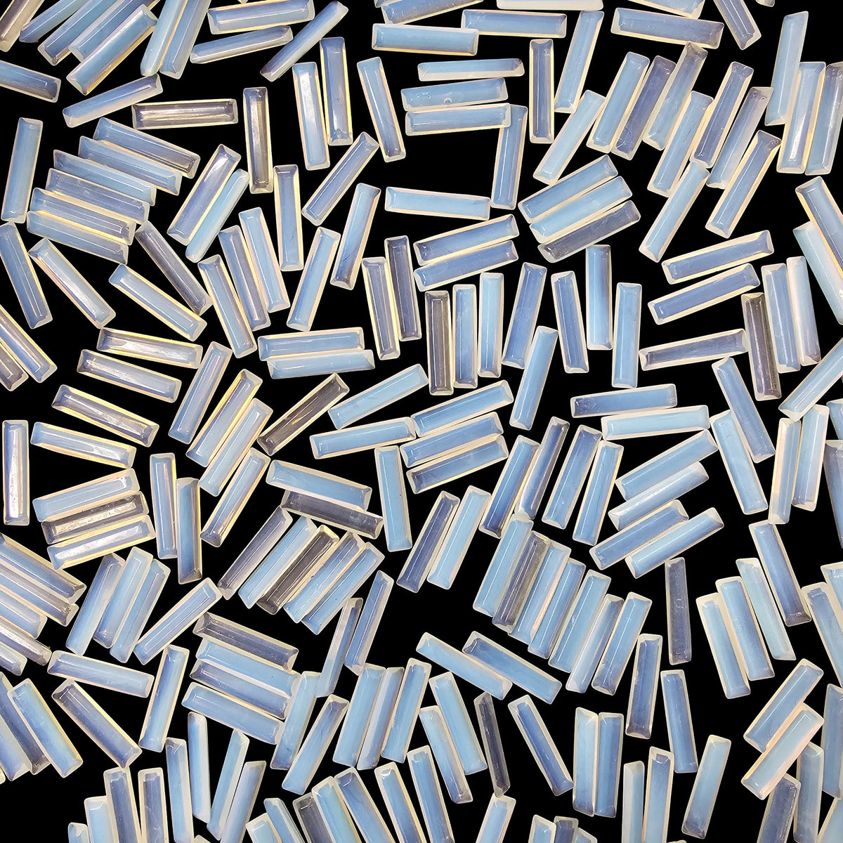 Opalite faceted rectangle tumble – spread of pieces