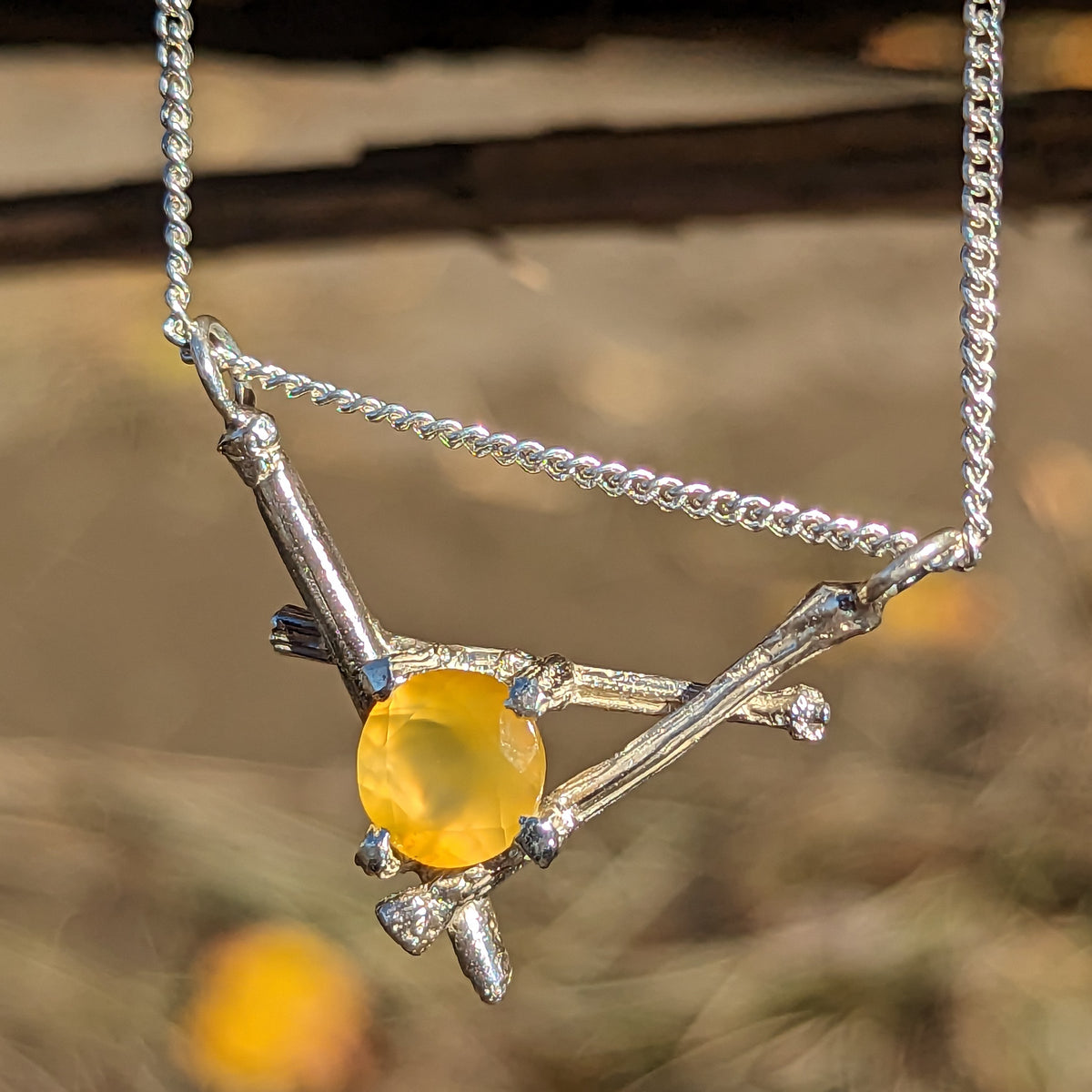 Twig & BC Agate Triangle pendant in sterling silver.