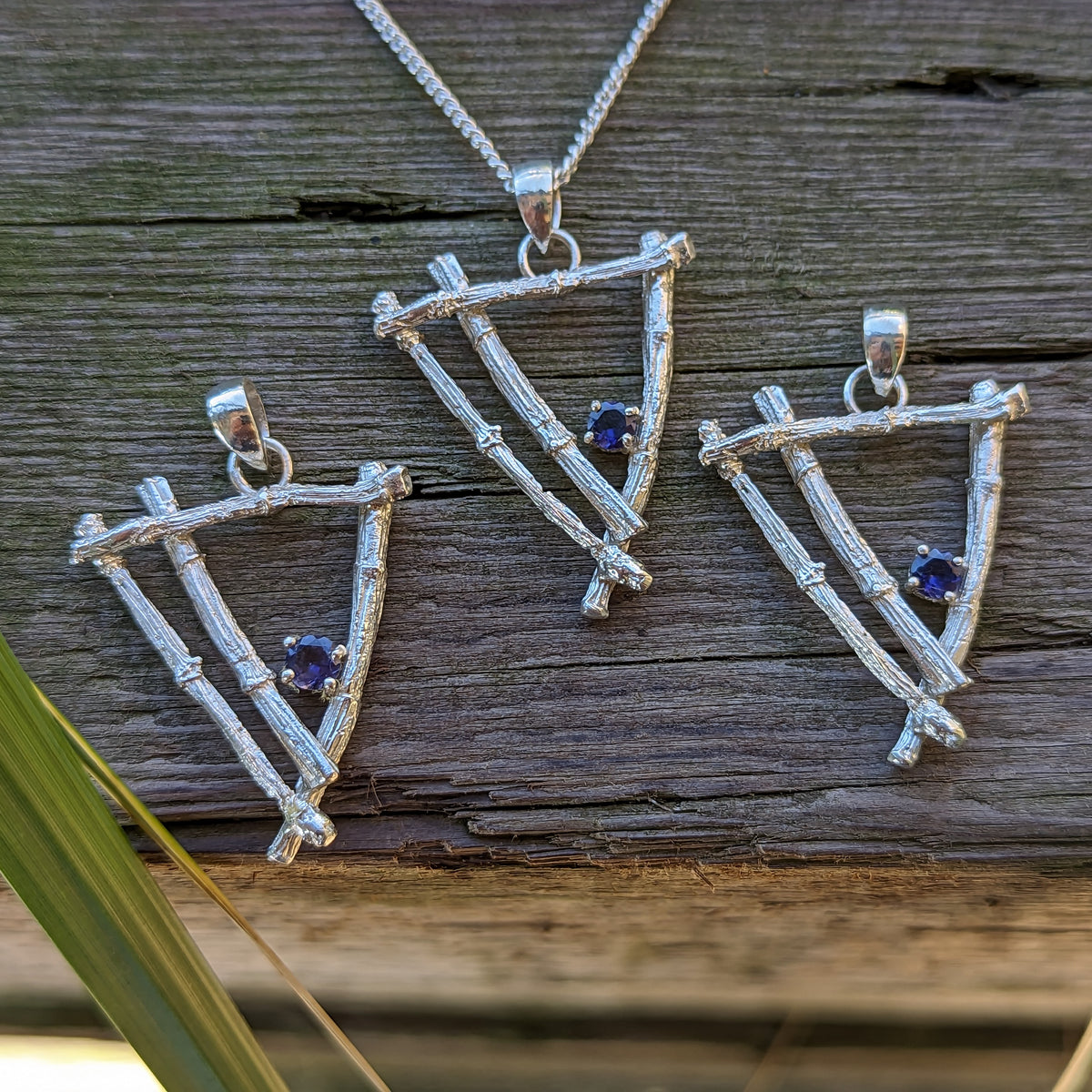 Twig & Iolite - Pendant - Broken Ox Creations - BC, Canada - Iolite - Sterling Silver
