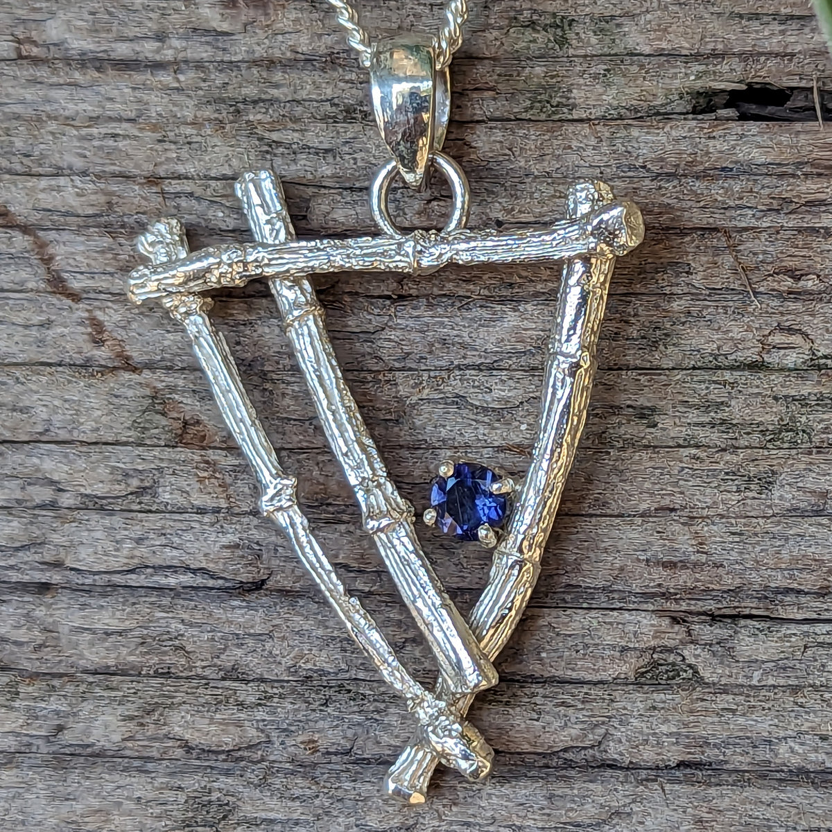 Twig & Iolite - Pendant - Broken Ox Creations - BC, Canada - Iolite - Sterling Silver