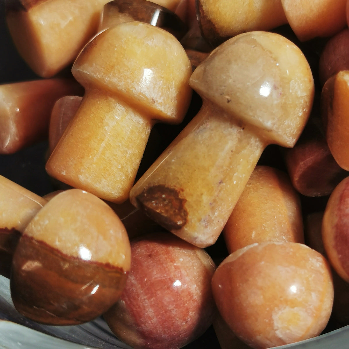 Peach Calcite Mushroom carving.