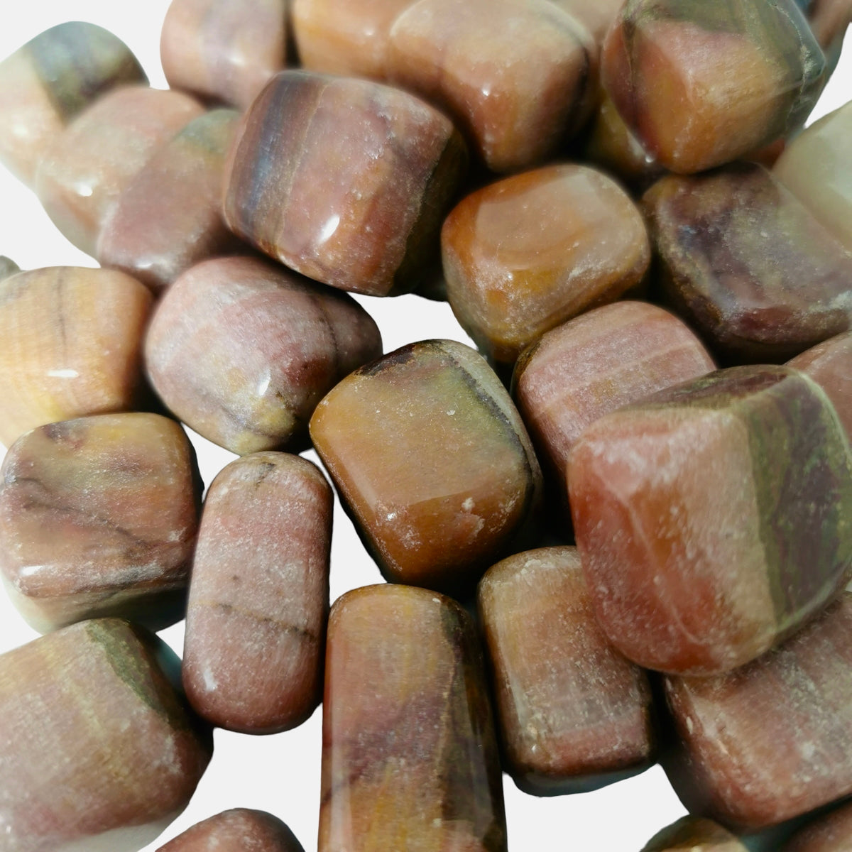 Peach Calcite tumble, calcium carbonate.