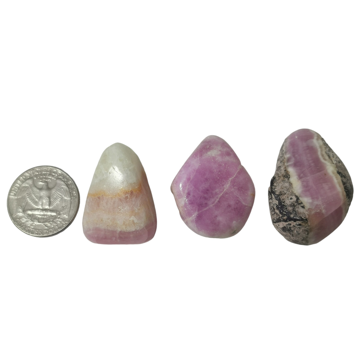 Pink Calcite tumble, calcium carbonate.